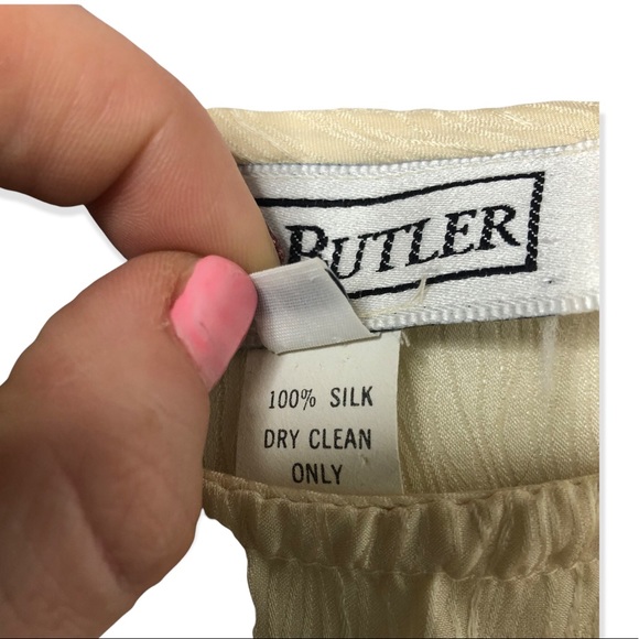 Lili Butler Womens Cream Colored Silk Textured Sleeveless Blouse Size Large - Picture 3 of 8